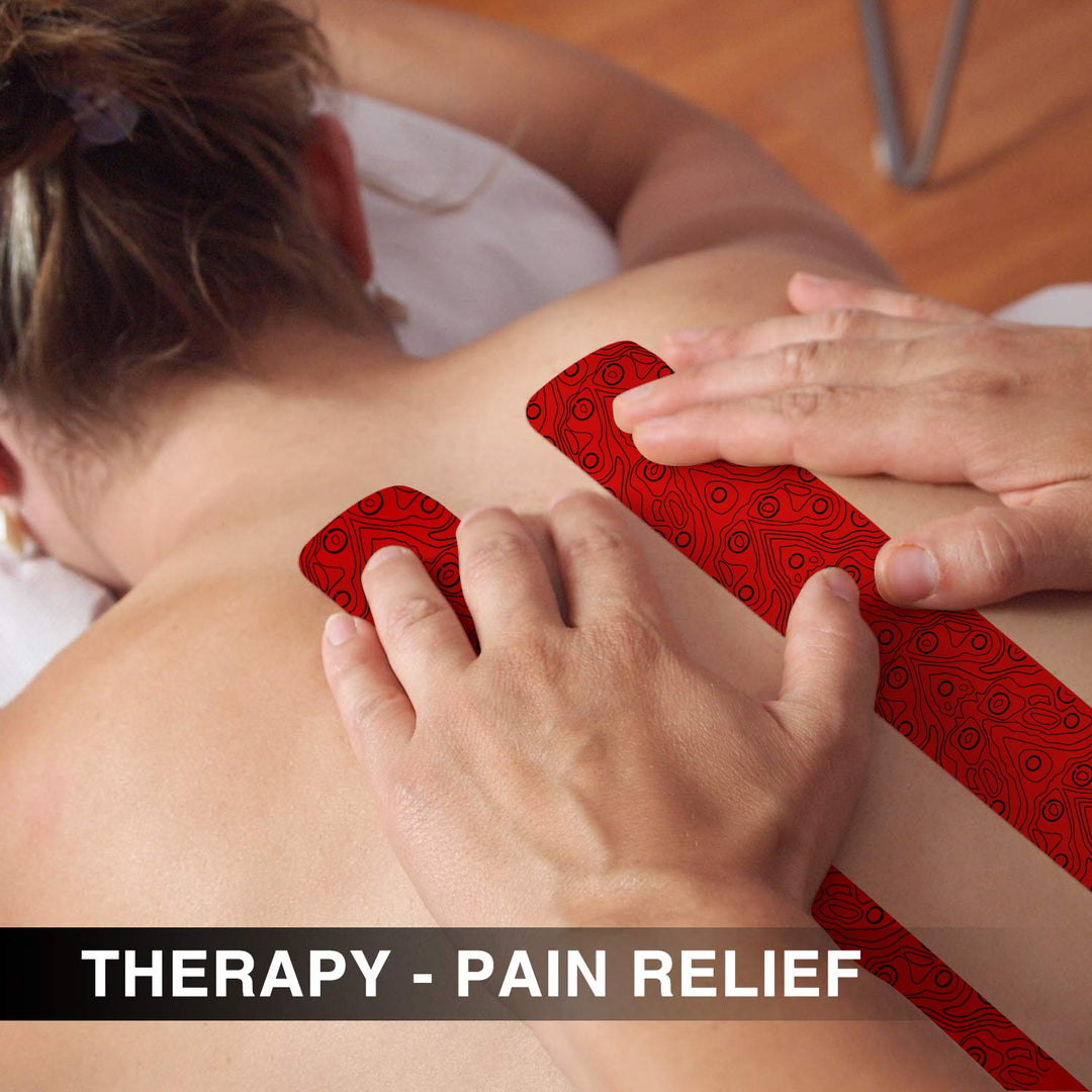 OK TAPE PRO Kinesiology Tape, 2inch x Long Roll 16ft Free Cut Tape, Elastic Athletic Tape Therapeutic Latex Free, Red+Black