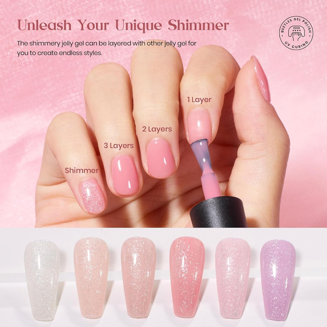 Beetles 23-Pc Glitter Gel Nail Polish Set | Brown, Pink, Blue, Green | UV Soak Off