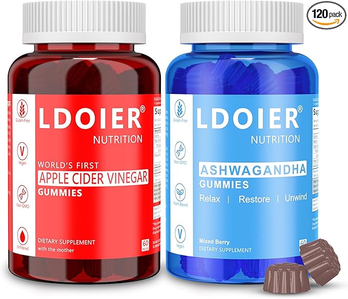 Ashwagandha Gummies 120 Count - Mixed Berry,Vegan,Plant Based, Non-GMO,Gluten-Free & Gelatin Free.