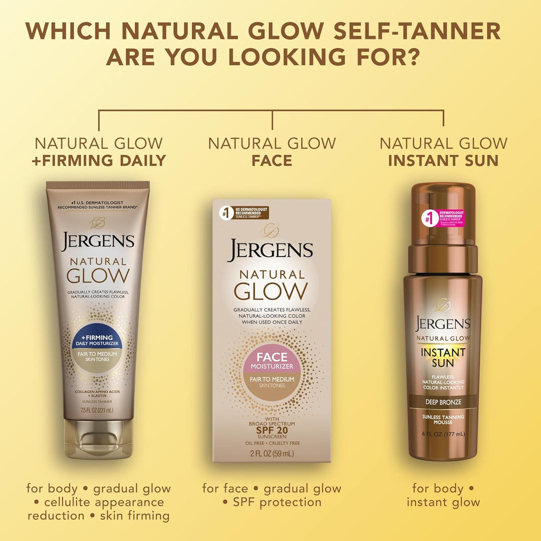 Jergens Natural Glow Firming Self Tanner Lotion | Fair to Medium Skin | 7.5 Fl Oz