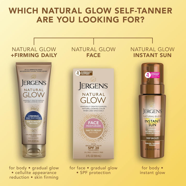 Jergens Natural Glow Firming Self Tanner Lotion | Fair to Medium Skin | 7.5 Fl Oz