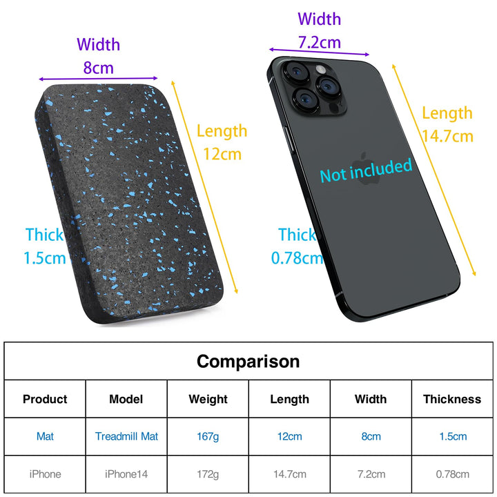 Treadmill Mat Pads, Exercise Equipment Mat with High Density Rubber for Protect Floors 4.7" x 3.2" x 0.55" (6 PCS) Black