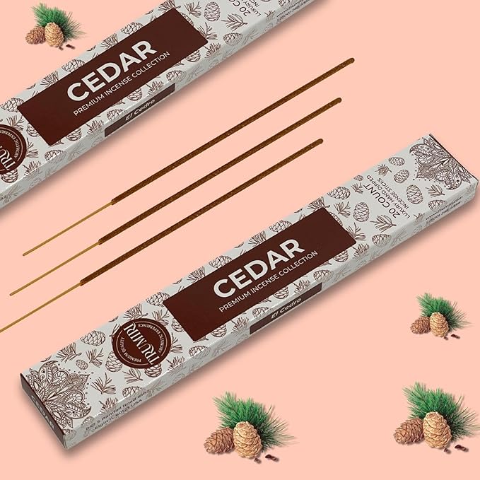 Cedar Incense Sticks - Total 40 Insence-Sticks - Dual Pack of 20 Insense - Inciensos - Inscents - Natural Non Toxic Ingredients - Incents - Incence - Inscense - Insents