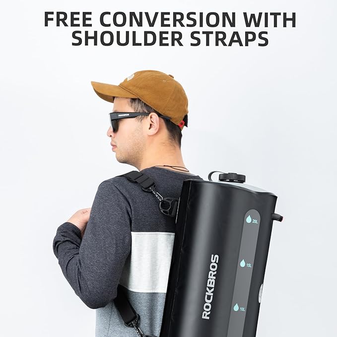 ROCKBROS Portable Shower for Camping Shower Bag 5 Gallons/20L Large Capacity Shower Bag for Camping Gear Solar Shower Bag for Camping Outdoor