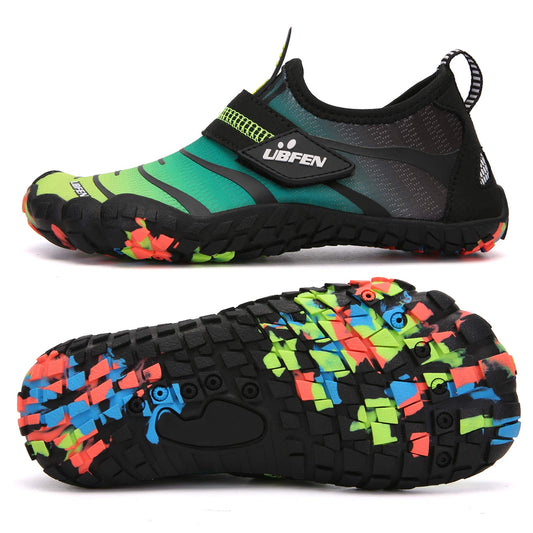 UBFEN Water Shoes for Kids Boys Girls Aqua Socks Barefoot Beach Sports Swim Pool Quick Dry Lightweight Toddler Little Big Kid B Green Yellow 8 Toddler