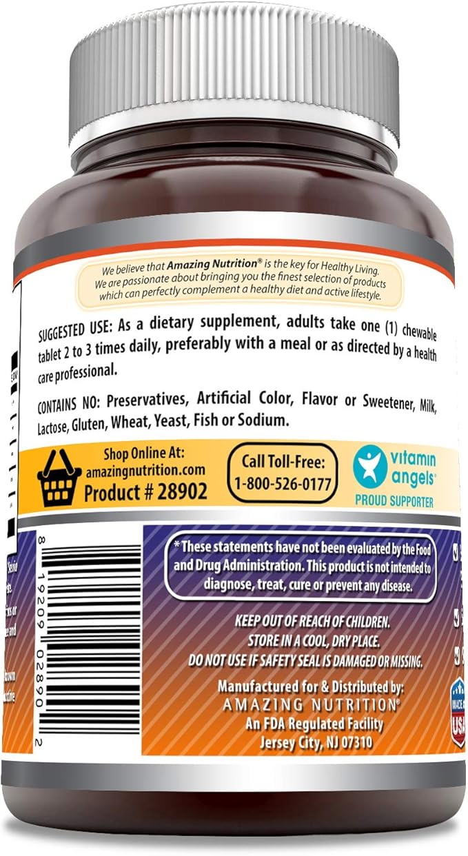 Amazing Formulas Elderberry Complex Supplement | 120 Chewable Tablets | Berry Flavor | Non-GMO | Gluten-Free | Made in USA