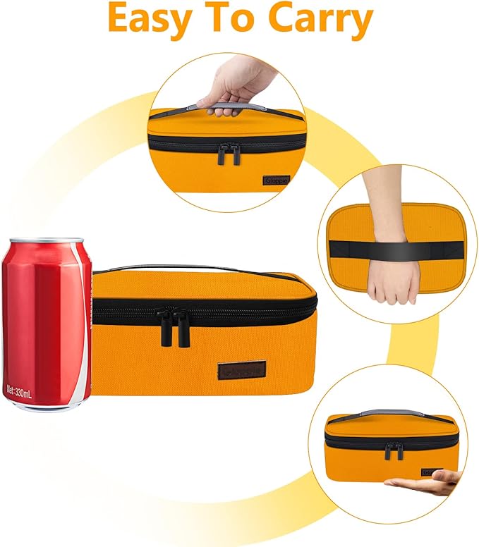 Gloppie Mini Lunch Box Small Lunch Bag for Children Insulated Lunch Bag for Kids, CPC Certified | Child-Safe Materials, Thermal LunchBox Reusable Sandwich Bags Snack Box, Orange