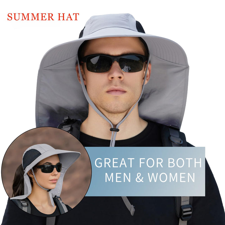 Sun Hat for men women with Neck Flap,UPF 50+ UV Protective Hiking Fishing Hats,Wide Brim Sun Hat for Women&Men