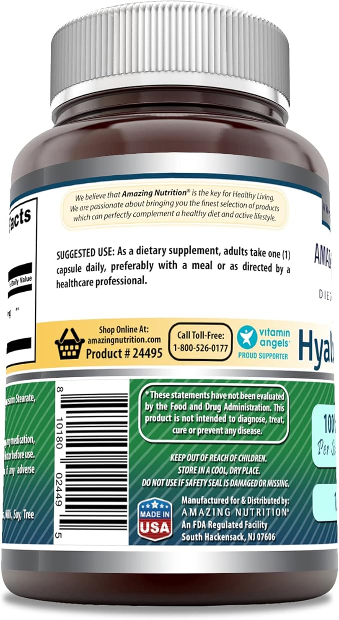 Amazing Formulas Hyaluronic Acid 100 Mg Capsules Supplement | Non-GMO | Gluten Free | Made in USA (1 Pack, 120 Count)