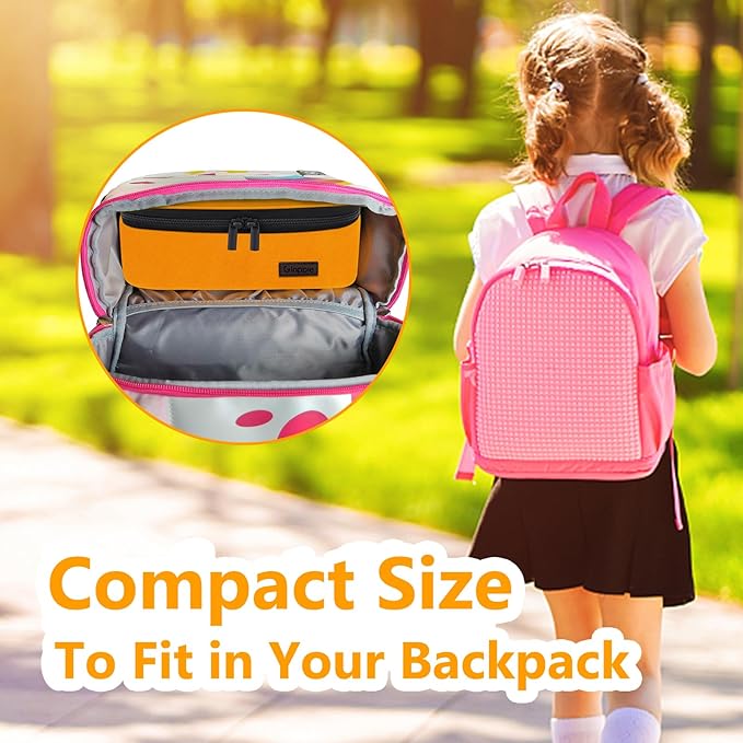 Gloppie Mini Lunch Box Small Lunch Bag for Children Insulated Lunch Bag for Kids, CPC Certified | Child-Safe Materials, Thermal LunchBox Reusable Sandwich Bags Snack Box, Orange