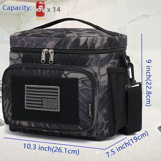 FlowFly Tactical Lunch Bag Large Insulated Lunch Box Cooler Tote for Men, Women with MOLLE/PALS Webbing(Typhon, Medium)