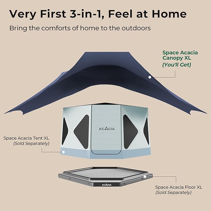 ACACIA Canopy XL for Space Acacia Camping System, PU2000 Waterproof Camping Tarp for 4 Season Camping, UPF50+ Sunproof Tent Tarp with 4 Telescoping Poles, Carry Bag, Star Night