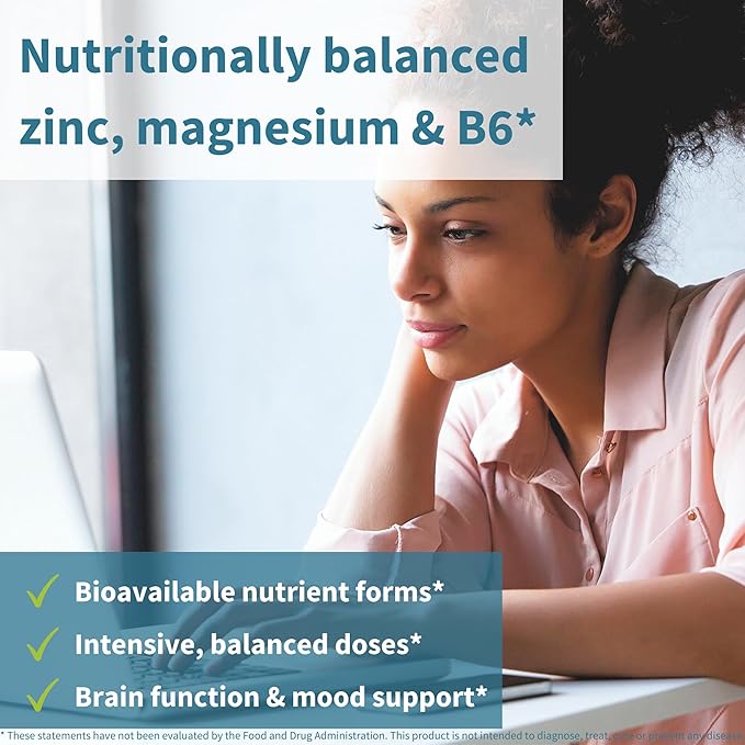 Igennus Neurobalance, High Absorption Zinc Magnesium Vitamin B6 Supplement, Non-GMO, Brain, Immune, Sleep & Muscle Recovery, Chelated Zinc Picolinate 24mg, Oxide-Free Magnesium, Vegan, 240 Tablets