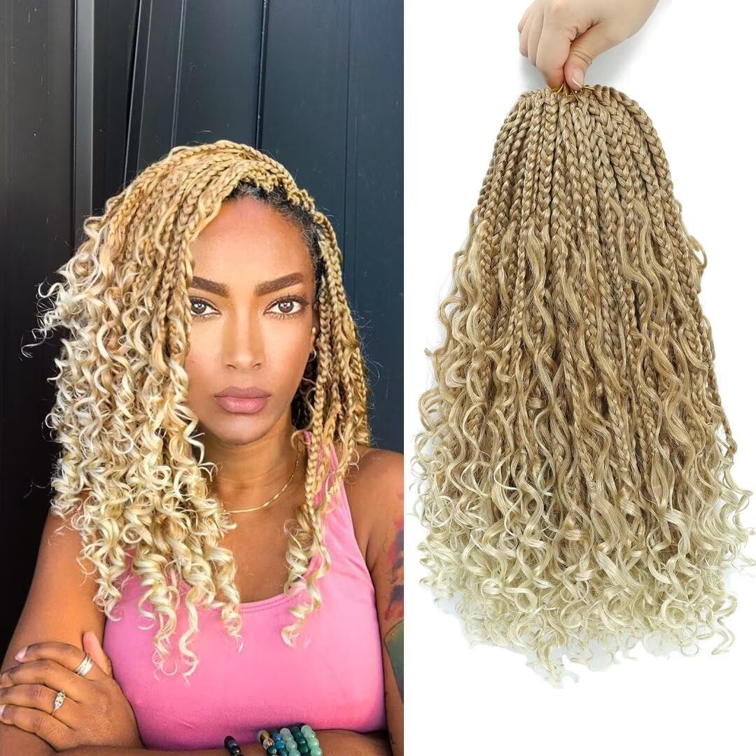 Boho Box Braids Crochet Hair 12 Inch 8 Packs Ombre Box Braid Crochet Hair With Curly Ends Goddess Box Braids Crochet Hair Extens