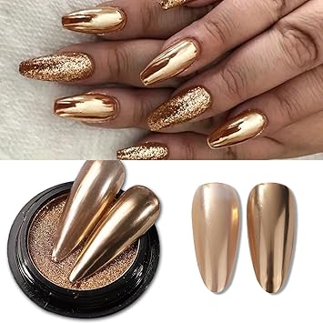 Holographic Mirror Gold Nail Chrome Powder Effect Metallic Dust Sequins UV Gel Pigment for Art Decoration, Nails