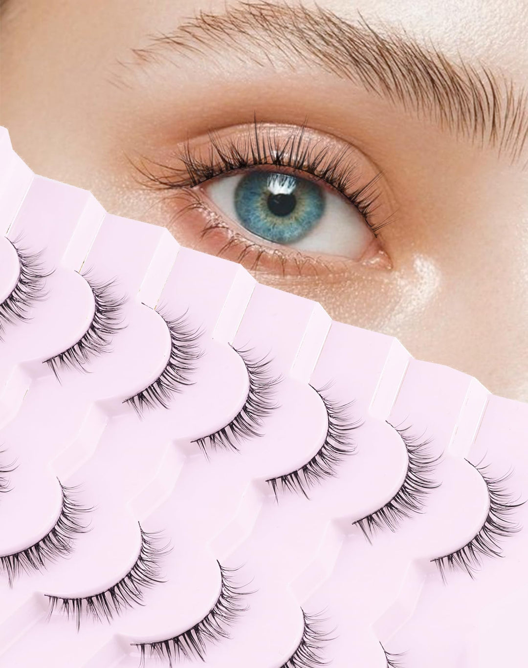 Natural Lashes Natural Eyelashes Natural Look Wispy Lashes Mink Lashes False Eyelashes Fake Eyelashes C Curl Lashes Strip Lashes Pure-01