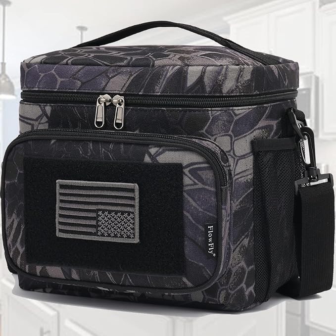 FlowFly Tactical Lunch Bag Large Insulated Lunch Box Cooler Tote for Men, Women with MOLLE/PALS Webbing(Typhon, Medium)