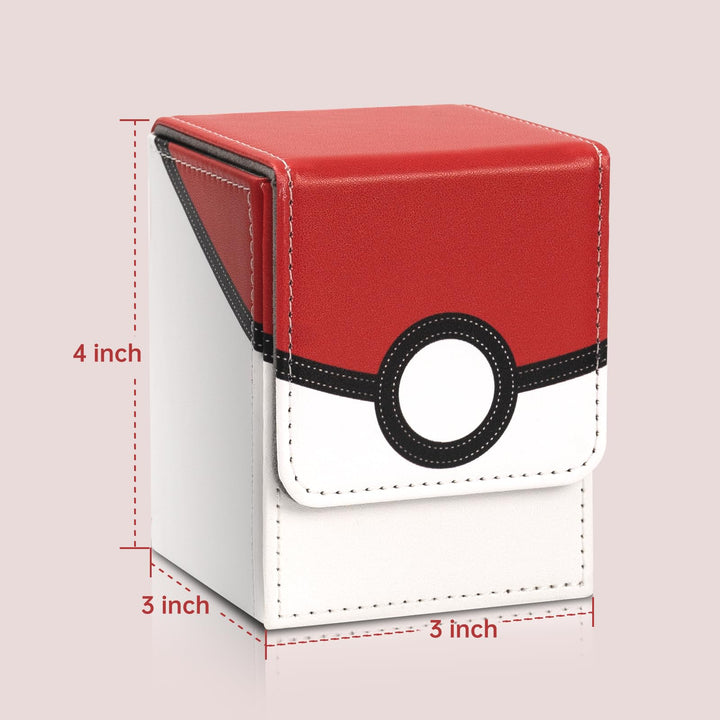 Collectible Trading Card Cases, Card Deck Box Storage Box Case Magnetic Deck Box Card Holder ，Can hold around 100 cards(Red-white)