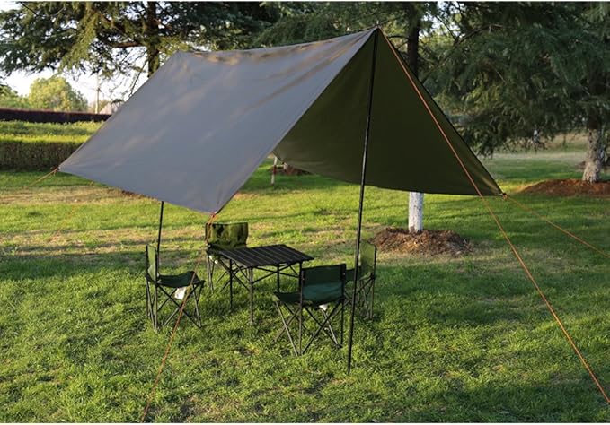 9.8'x9.8' Waterproof Tent Footprint Camping Tarp with 6 Pcs Ultralight Tent Stakes