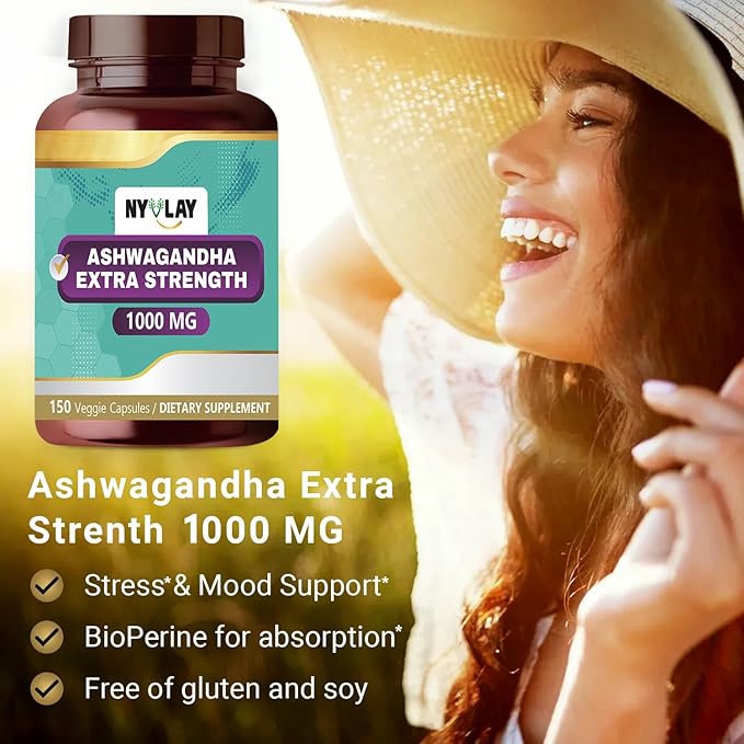 Ashwagandha 1000 MG - 150 Capsules | May Help Stress Relief*, Energy Boost*, and Immune Support* | Natural, Gluten-Free