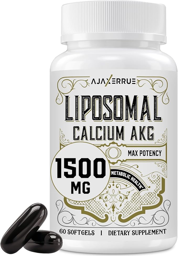Liposomal Calcium AKG Supplement 1500 MG (Alpha-Ketoglutaric Acid), High Absorption, More Effective Than AAKG, Ca AKG for Longevity, Age Defense, Cellular Energy, Metabolic Function, 60 Softgels