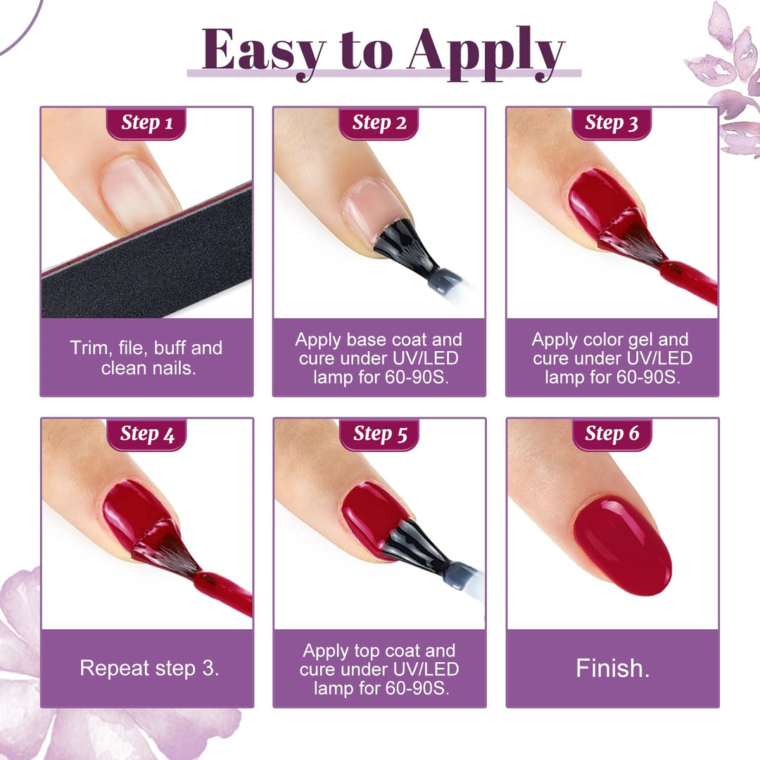 60 PCS Gel Nail Polish Kit | UV Light | 55 Beautiful Colors for Home & Salon