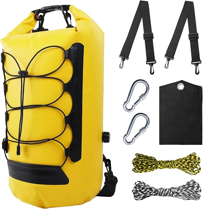 20L Bear Food Bag Kit for Hiking Storage System with Pulley, Ropes, Clips,and Rock Pouch, IPX 6 Grade Waterproof Leakproof Bear Bag