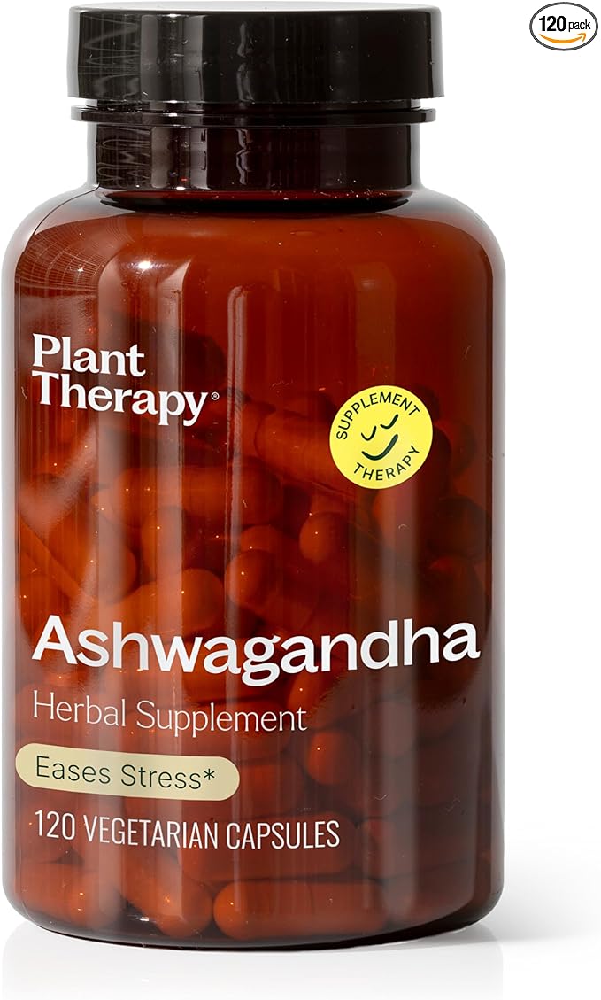 Plant Therapy Ashwagandha Herbal Supplement Capsules, Adaptogenic Herb Feel Relaxed & Find Balance, Potent Extract in Vegetarian Capsule, 120 Vegetarian Capsules (4 Month Supply), Made in The USA