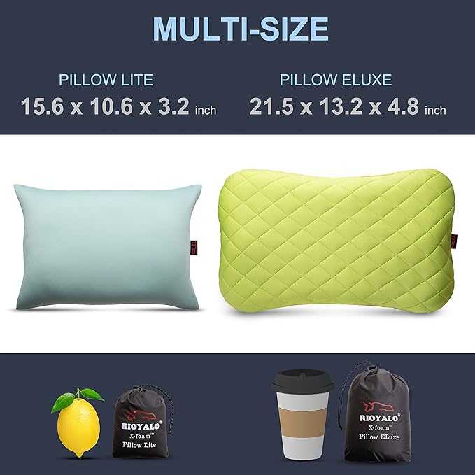 X-Foam Inflatable Camping Pillow Lite with Removable Foaming Cover | Comfortable, Washable Ultralight Portable with Neck Lumbar Support | Backpacking, Hiking, Travel, Air | Small