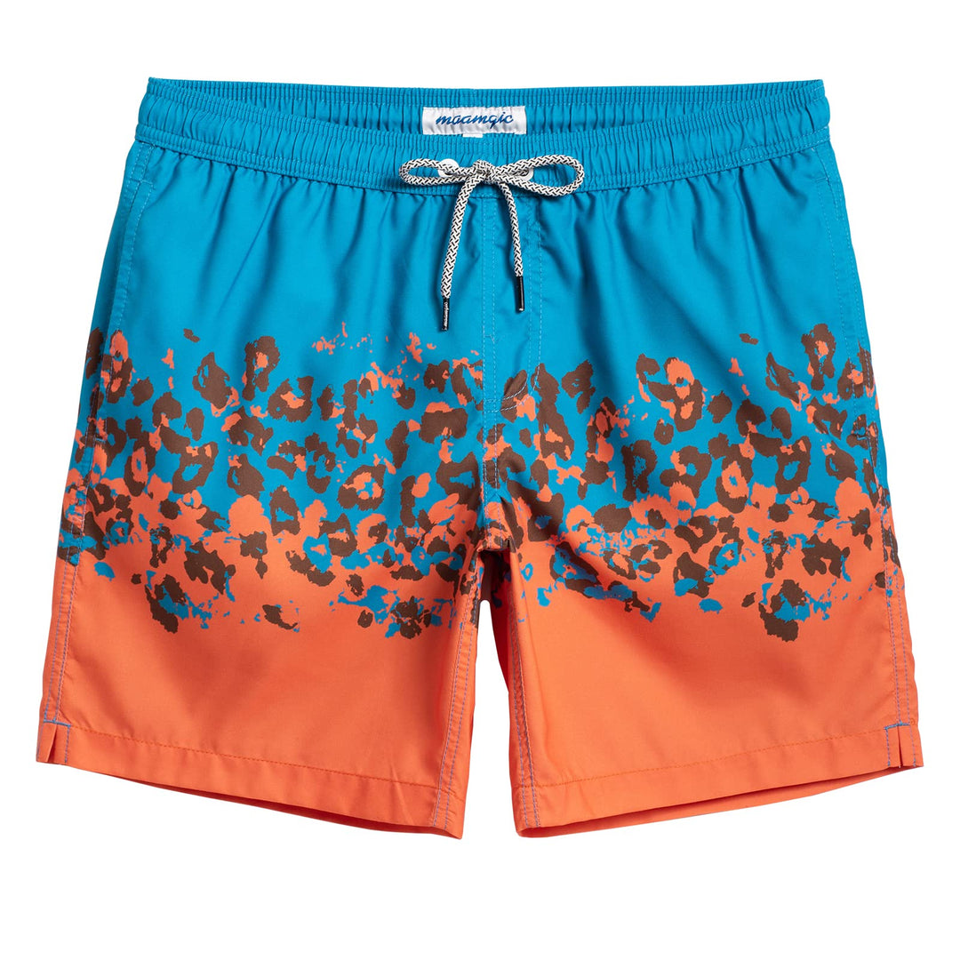 maamgic Mens Swim Trunks Quick Dry Swim Shorts with Mesh Lining Funny Swimwear Bathing Suits Blue Orange Sand X-Small