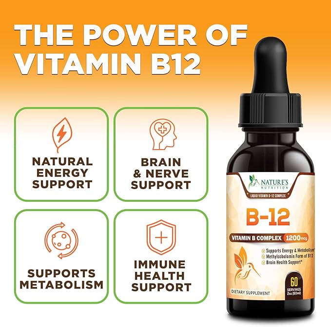 Vegan B-12 Vitamin Supplement Drops (Methylcobalamin) Extra Strength Super B Complex - Sublingual B12 Liquid for Immune Support, Heart Health & Cellular Energy Support, Raspberry Flavored - 2 Fl Oz