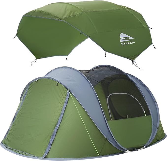 4/6 Person Easy Pop Up Tent, Waterproof, Automatic Setup,2 Doors-Instant Family Tents for Camping, Hiking & Traveling