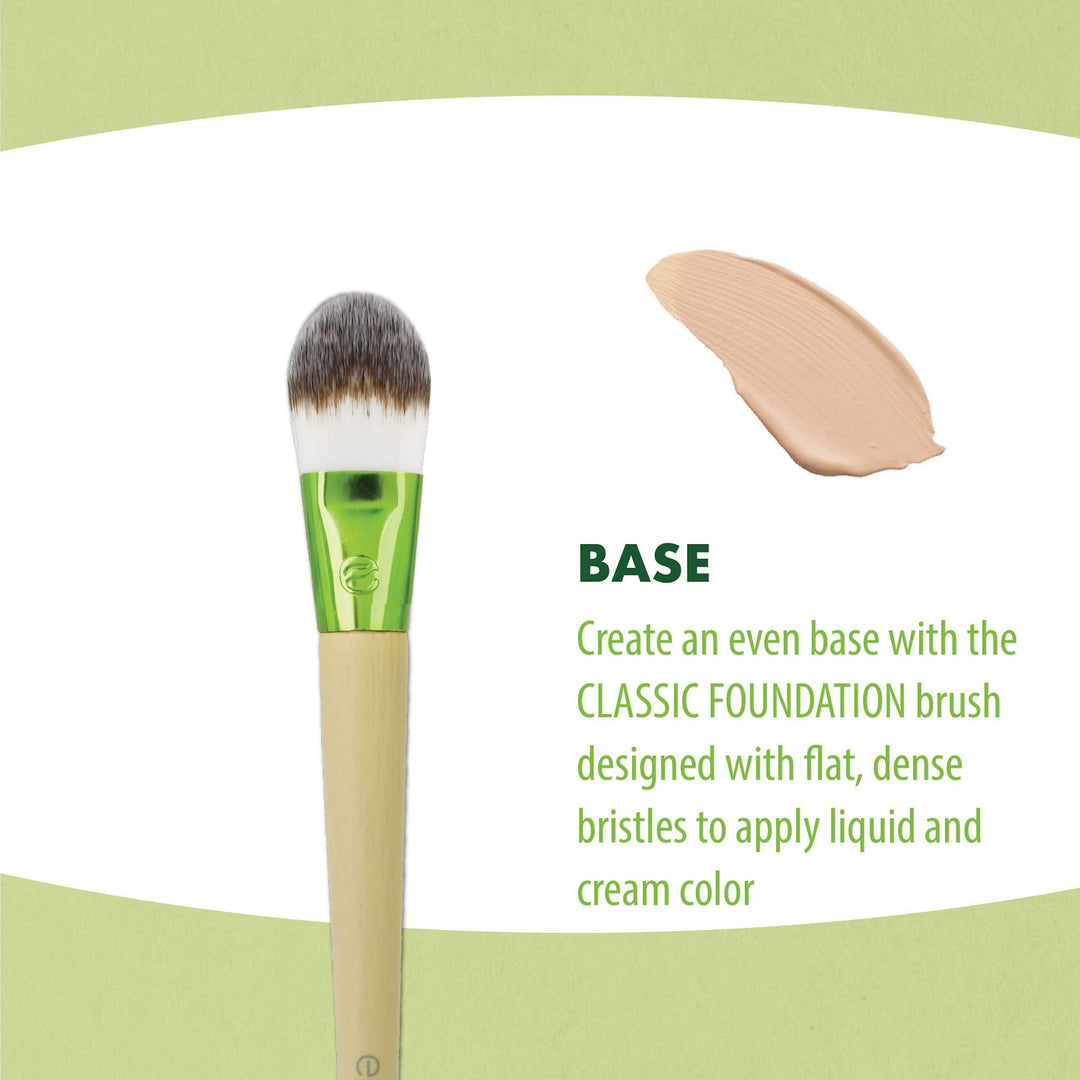 EcoTools Vibes Kit Makeup Brush Gift Set with Travel Brush Bag For Power, Foundation and Concealer