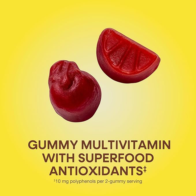 Nature's Way Alive! Men's Gummy Multivitamin, Supports Energy Metabolism*, Muscle Function*, Superfood Antioxidants(1), B-Vitamins, Vegetarian, Fruit Flavored, 60 Gummies (Packaging May Vary)