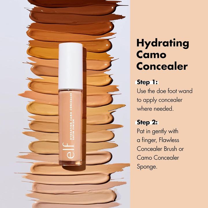 e.l.f. Hydrating Camo Concealer | Full-Coverage Satin Finish | Vegan, Medium Golden