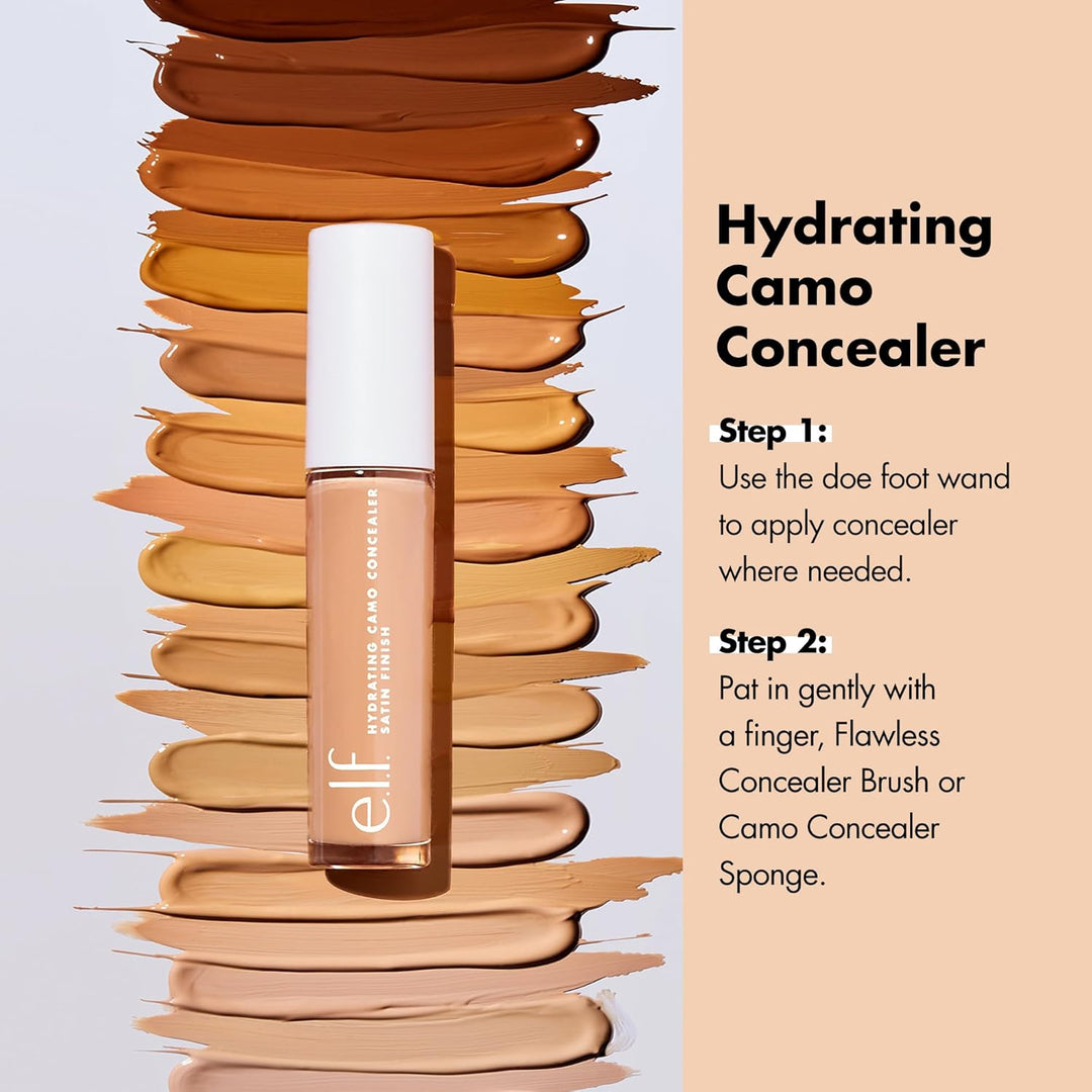 e.l.f. Hydrating Camo Concealer | Full-Coverage Satin Finish | Vegan, Medium Golden