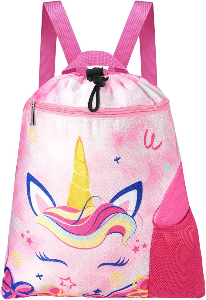 WAWSAM Gym Drawstring Backpack String Bag - 15” x 17” Sports Gym Bag for Kids Waterproof Swimming Beach Shopping Yoga Bag