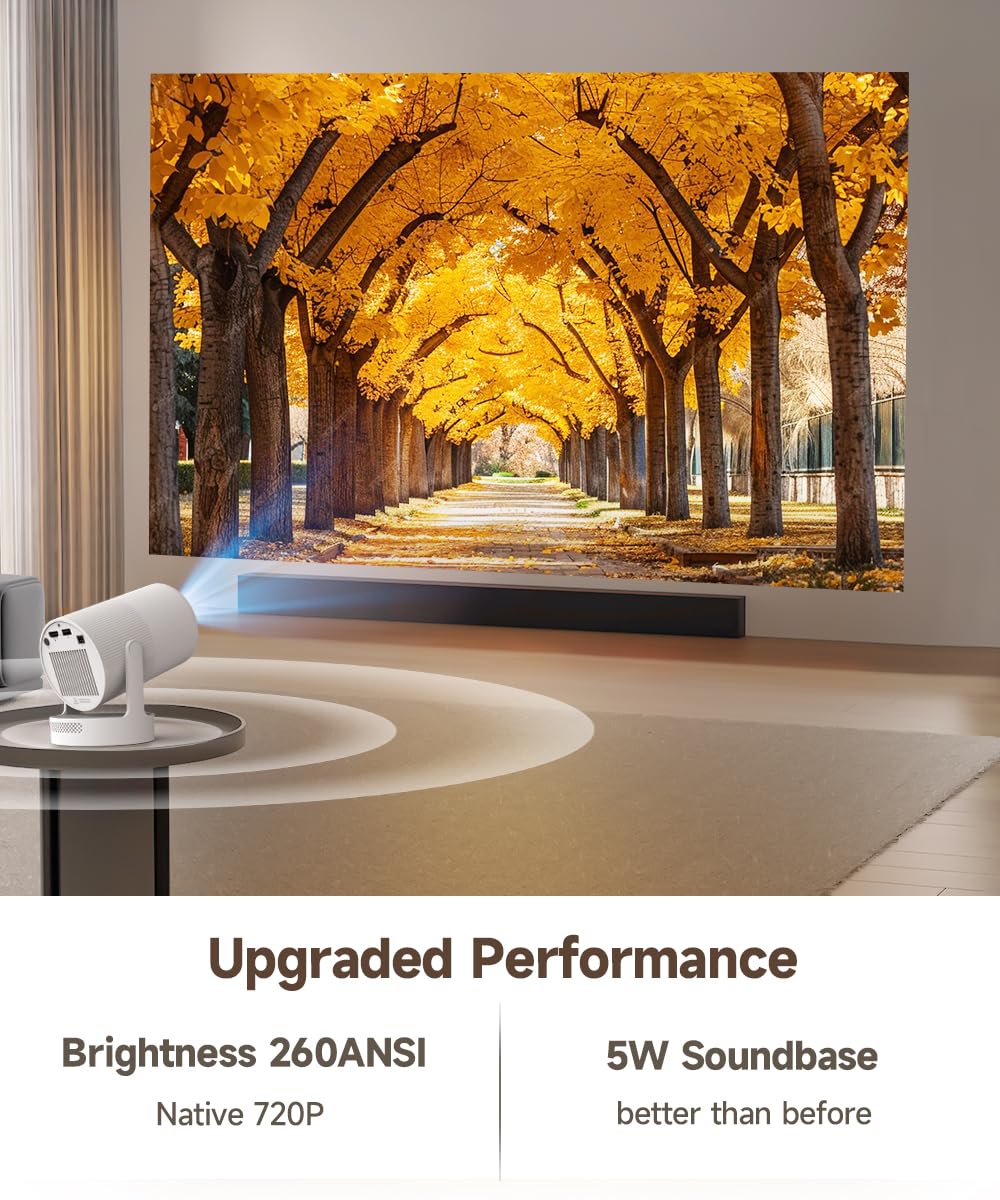 【Electric Focus】 Magcubic Mini Projector 4K Support, Portable Projector with WiFi 6 and Bluetooth 5.4, Smart Proyector, 5W Soundbase Speaker, 180° Rotation for Home Theater HY300 Ultra