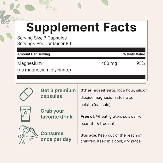 Micro Ingredients Magnesium Glycinate 400mg Per Serving, 240 Capsules | Potent Elemental Form, 100% Chelated, High Absorption | Healthy Muscle, Bones, & Mood Support Supplement | Non-GMO