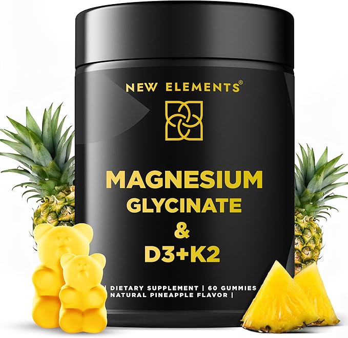 Calm Magnesium Glycinate Gummies 500mg with High-Potency Vitamin D3 10000iu & Vitamin K2 100mcg | Stress Relief, Relaxation & Bone Support for Adults | Vegan, Non-GMO, Gluten-Free, Pineapple Flavor