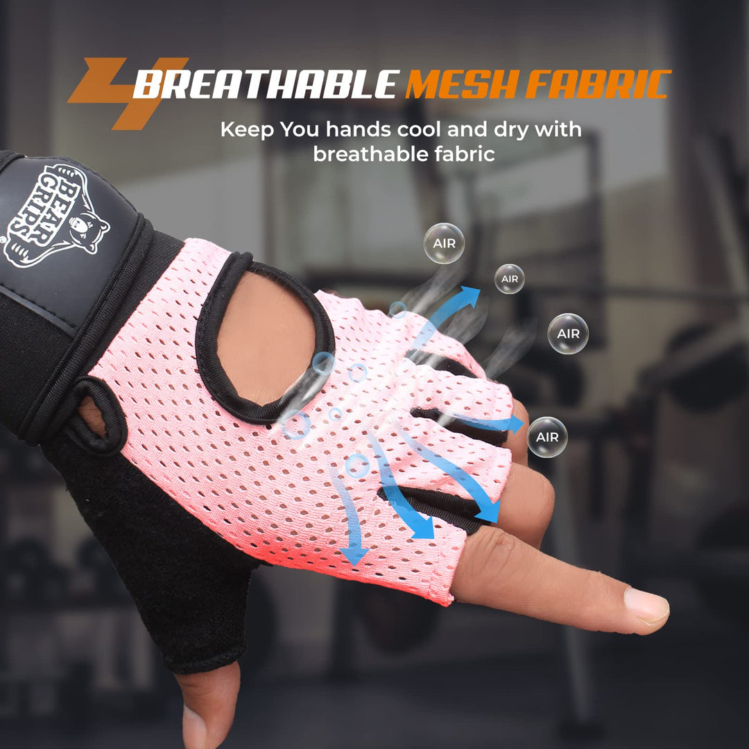 Bear Grips Weight Lifting Gloves for Men & Women | Half Finger Lifting Gloves | Full Finger Workout Gloves for Men | No Finger Exercise Gloves l Compression Weightlifting Gloves | Gym Gloves for Men