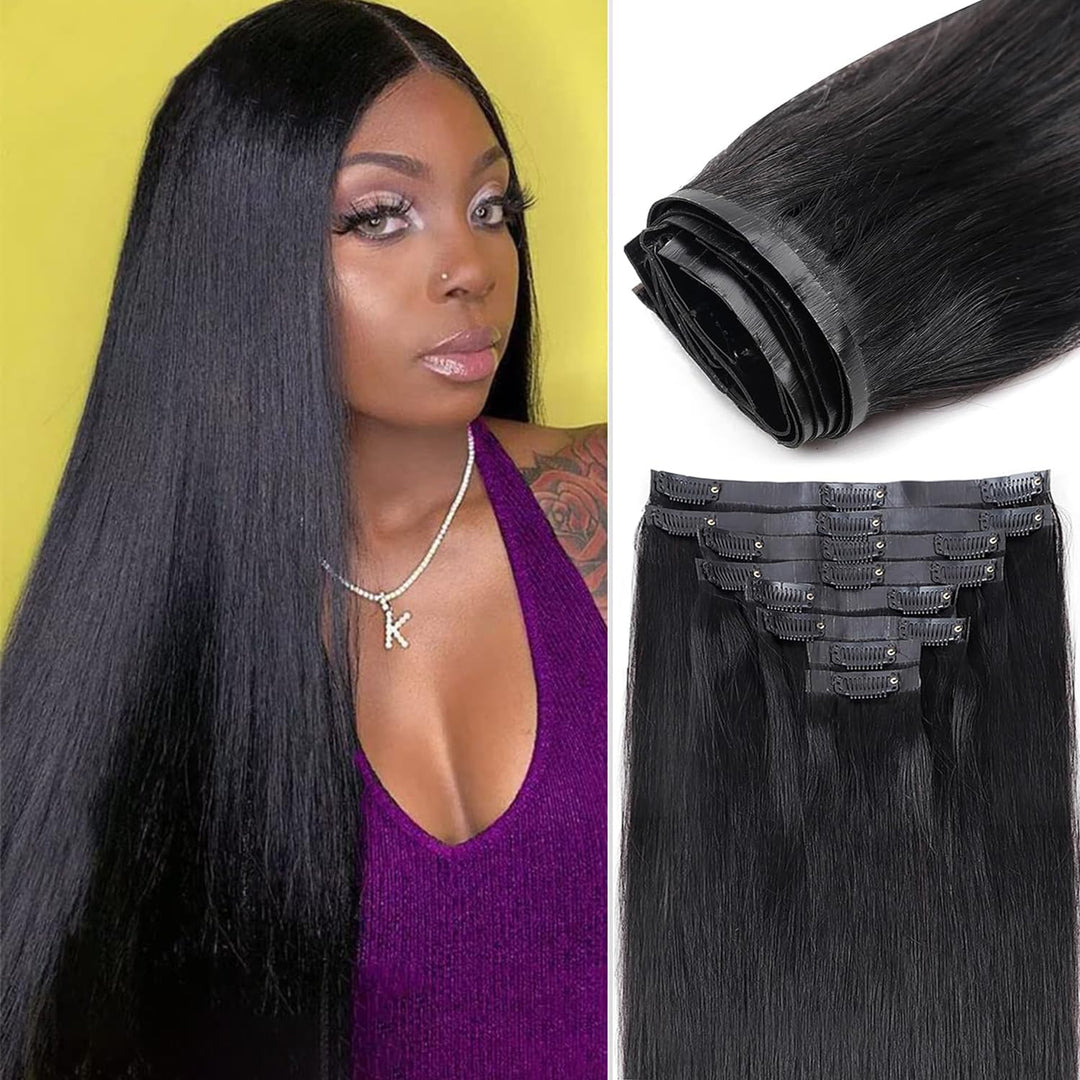 Clip In Hair Extensions For Black Women Straight Human Hair Pu Seamless Clip In Hair Extensions Full Head Brazilian Virgin Human