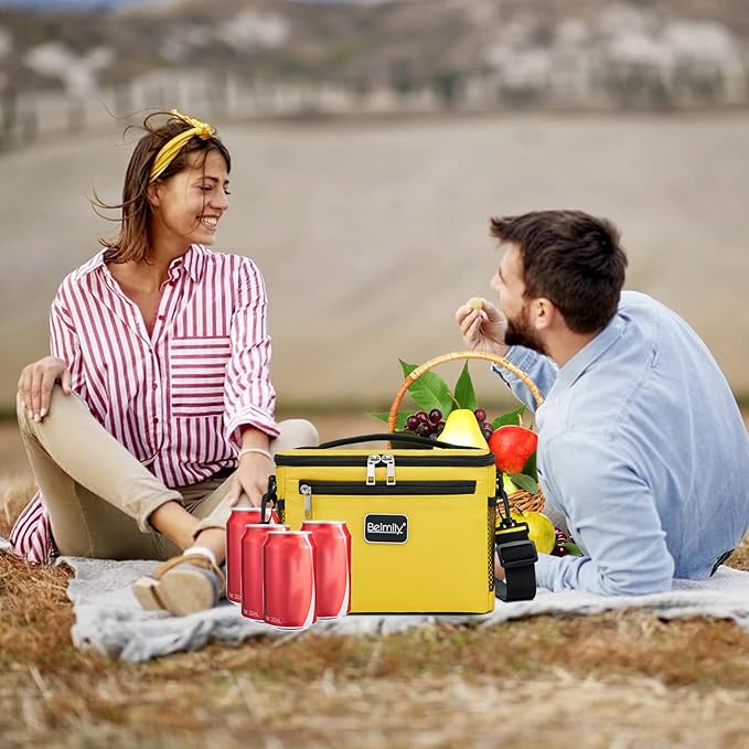 BEIMILY Lunch Box for Men/Women,Small Insulated Lunch Bag Tote,Small Lunch Bag for Work,Adult Lunch Box,Reusable Leakproof Soft Cooler Bag with Adjustable Shoulder Strap (Yellow)