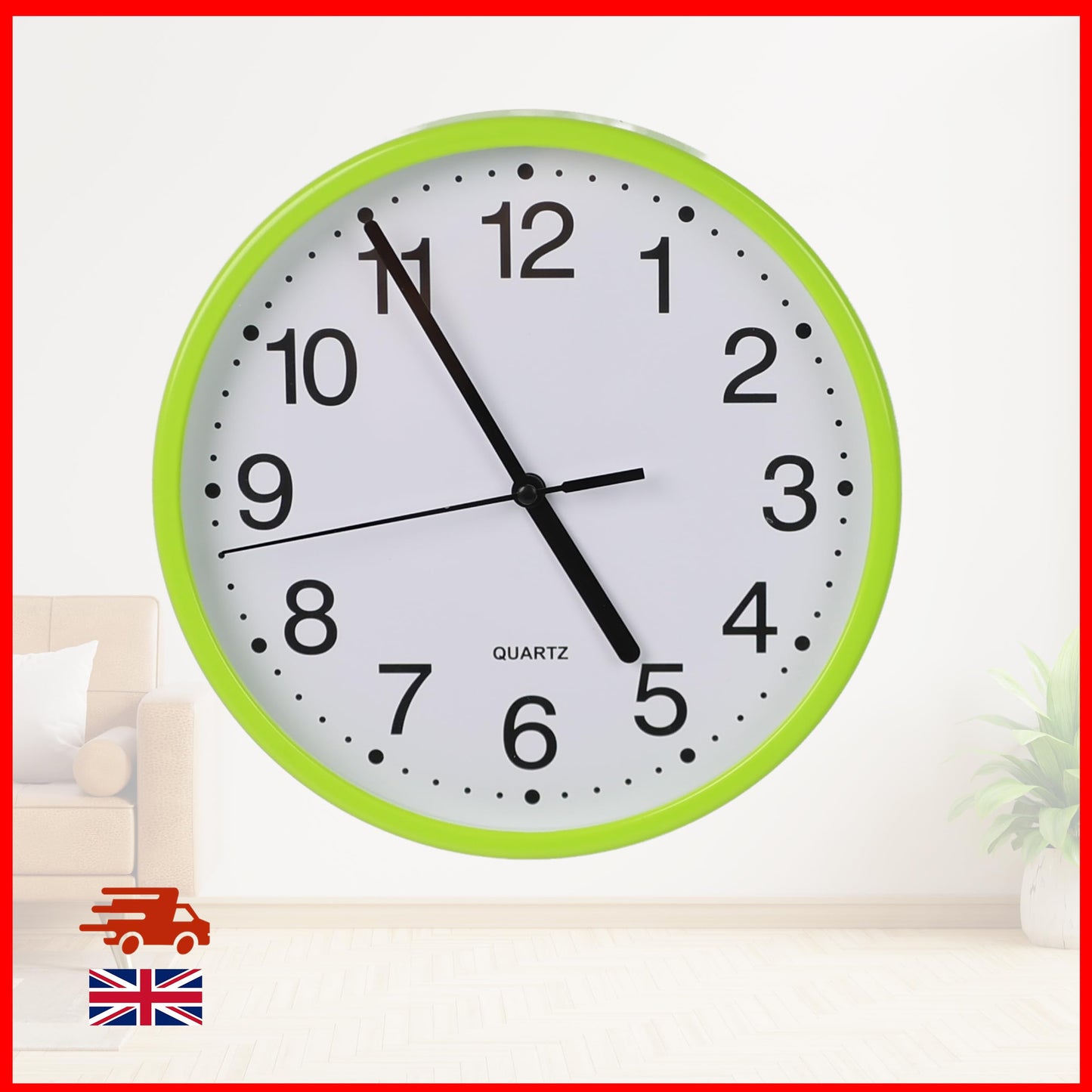 DIVCHI Wall Clock Silent & Non-ticking Modern Battery Operated Digital Quiet Sweep Office Home School Kitchen Decor Clocks (Green)
