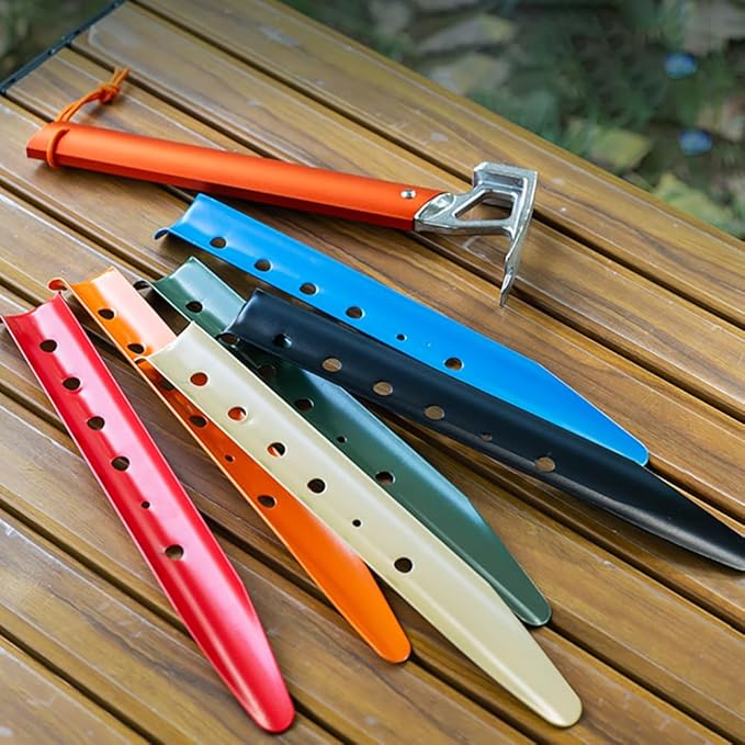 Aluminum Tent Stakes for Camping in Snow & Sand 10PCS Beach Canopy Tent Stakes U-Shaped Tent Pegs Lightweight Ground Nails for Beach Shade Canopy Hiking Backpacking Boating Picnic (Orange)