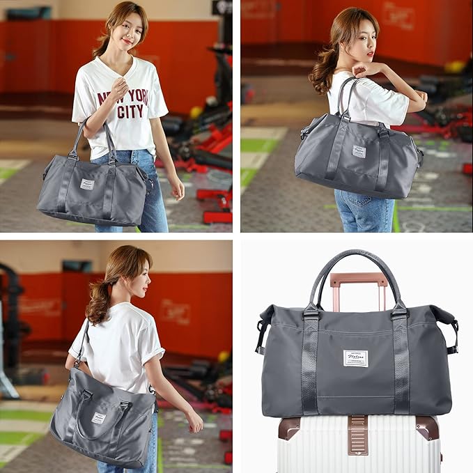 Travel Duffel Bag,Sports Tote Gym Bag,Shoulder Weekender Overnight Bag for Women