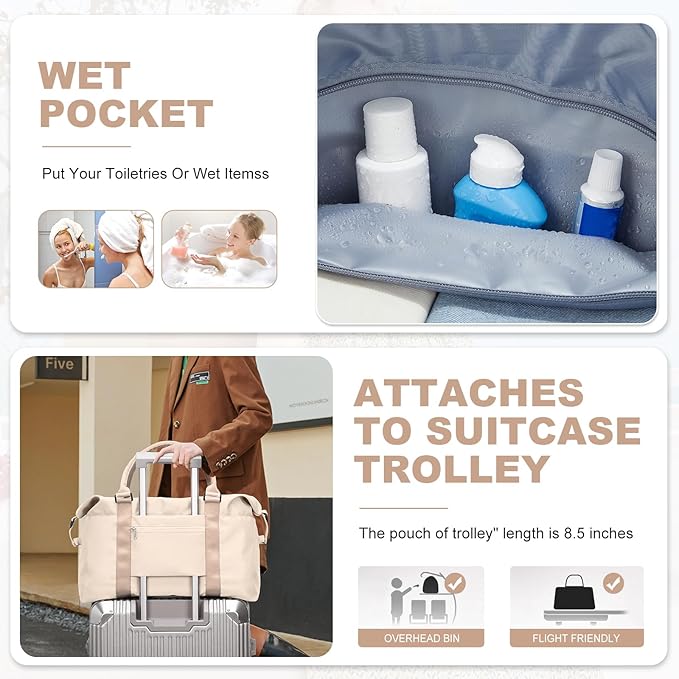 Travel Duffel Bag,Sports Tote Gym Bag,Shoulder Weekender Overnight Bag for Women