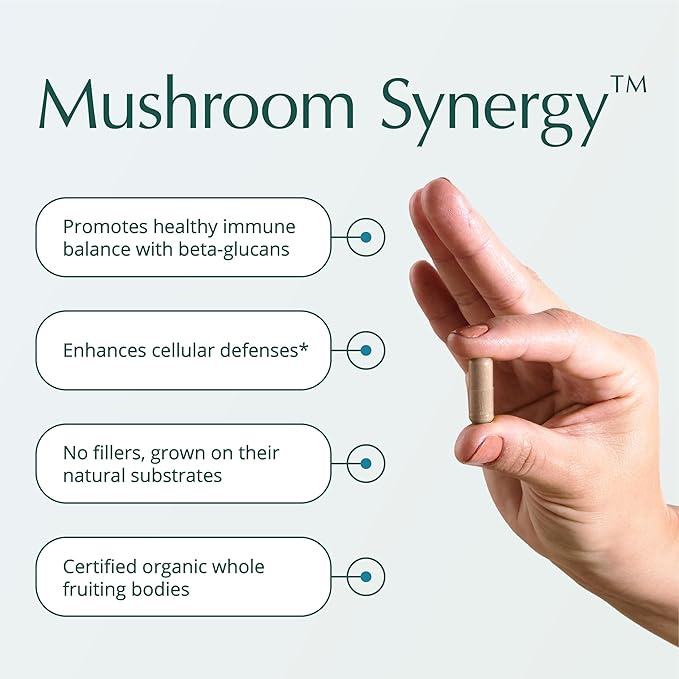 Natura Health Products Mushroom Synergy Supplement - Featuring Turkey Tail, Red Reishi, Chaga, & Poria Mushrooms - Modulates Healthy Immune Response* (180 Capsules)