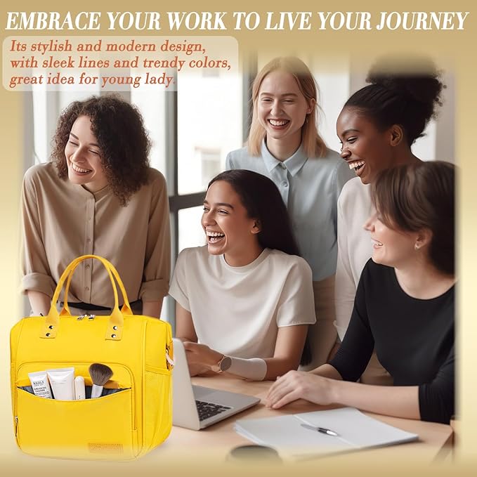 TuErCao Yellow Lunch Box for Women Insulated Lunch Bag for Young Ladies Lunch Tote Bag