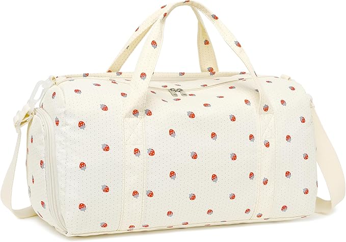 Gym Bag Sports Duffle Bag with Wet Pocket Weekender Overnight Bag with Waterproof Shoe Pouch and Air Hole for Girls Kids Women Travel Foldable Bag